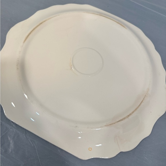 Vintage Harker Pottery Amy Floral Cake Plate Cream Scalloped Edge 1930s - Picture 6 of 6